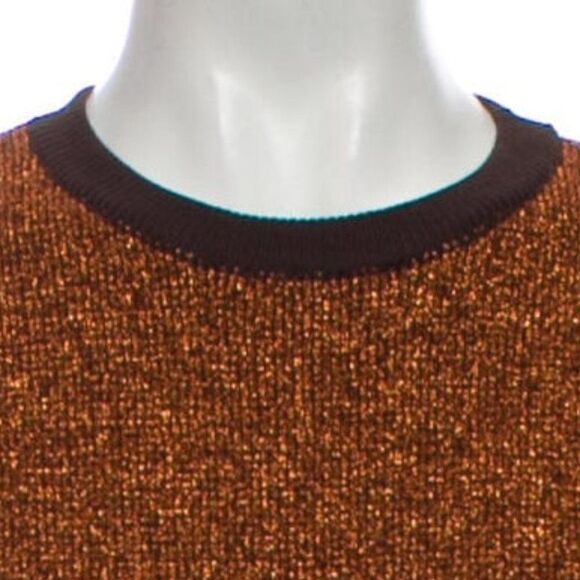 Trademark Brown and Orange Crew Neck Shimmer Sweater XS - Picture 4 of 8